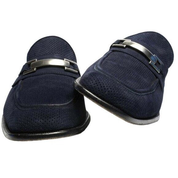 European PELLE Line Blue Suede Bit Loafers Mens 9.5M Designer Dress Shoes Spain - Picture 8 of 8